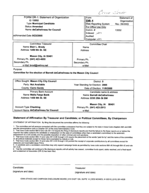 Iowa DR-1 Statement of Organization Form