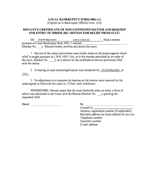 Local Bankruptcy Form 4001-1.2