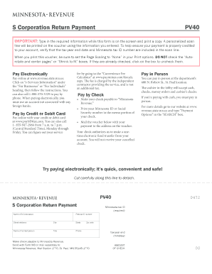 Minnesota S Corporation Return Payment Voucher