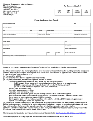 Minnesota Plumbing Inspection Permit