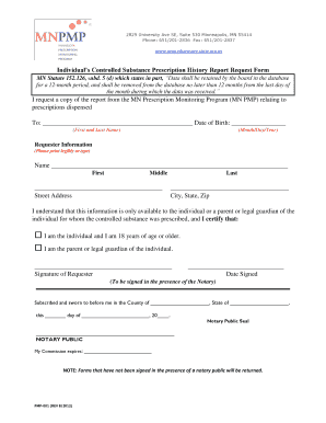 Individual’s Controlled Substance Prescription History Report Request Form