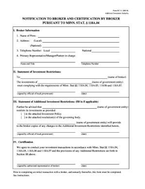 Notification to broker 118a form - osa state mn