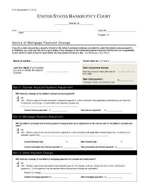 US Bankruptcy Court Mortgage Payment Change Notice
