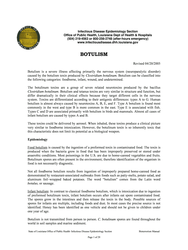 BOTULISM - Louisiana Department of Health and Hospitals - new dhh louisiana Preview on Page 1