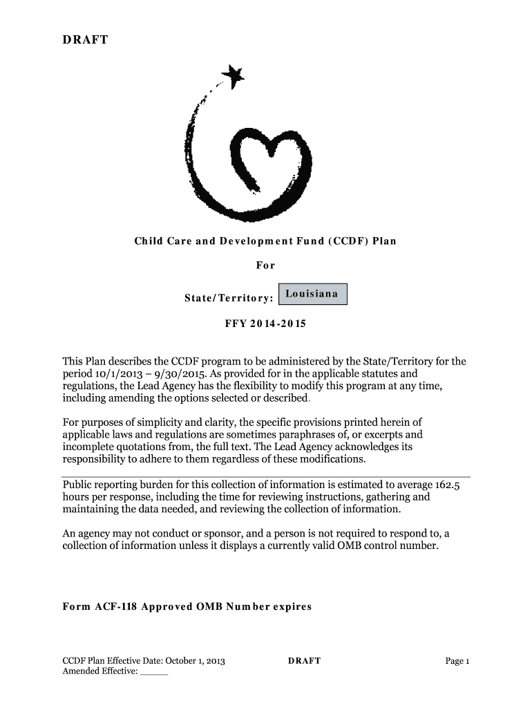 CCDF State Plan - Department of Children and Family Services - dcfs louisiana Preview on Page 1