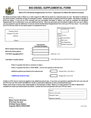 Maine Bio-diesel Supplemental Form