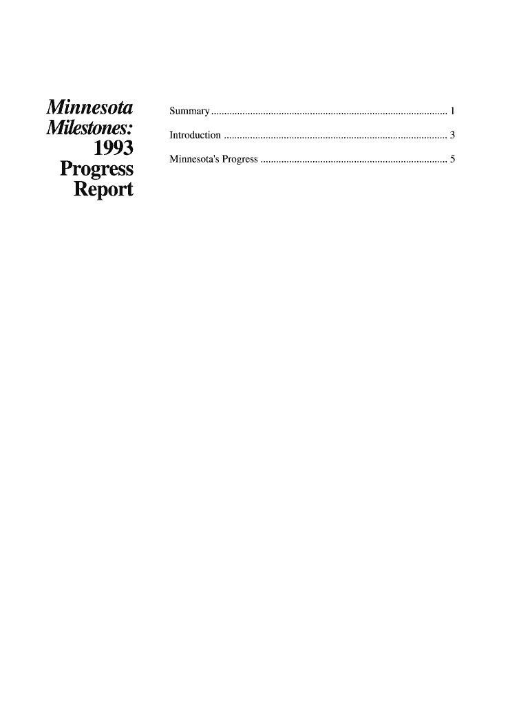 Minnesota Milestones: 1993 Progress Report - Minnesota State - leg state mn Preview on Page 1