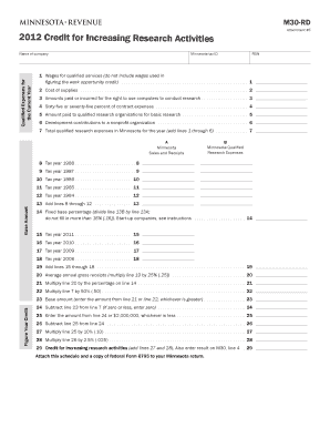 Minnesota Credit for Increasing Research Activities Form
