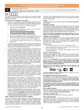 2010 Louisiana Nonresident and Part-Year Resident Income Tax Return