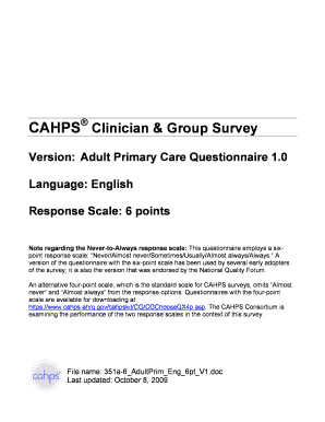 CAHPS Clinician & Group Survey