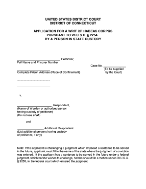 Habeas corpus definition government - Application for a Writ of Habeas Corpus - 2254 - District of Connecticut