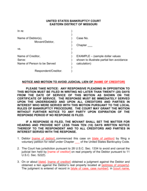Notice and Motion to Avoid Judicial Lien