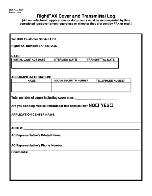 MVA Form AC-7 Transmittal Log
