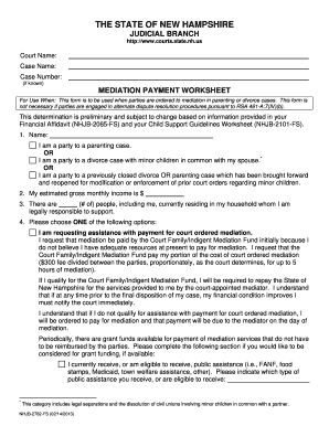 Mediation Payment Worksheet - New Hampshire Judicial Branch - courts state nh