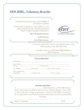New Hire Voluntary Benefits Waiver