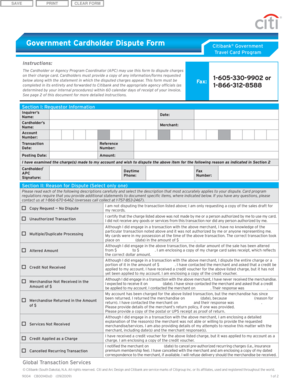 Citibank Government Travel Card Dispute Form