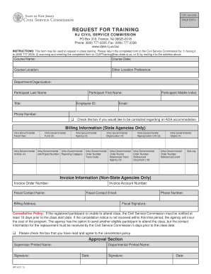 NJ Civil Service Training Request Form