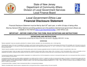 New Jersey Local Government Ethics Financial Disclosure Statement