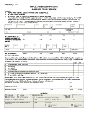 Guide Dog Food Program Application