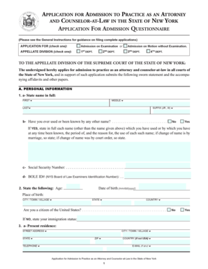 New York Attorney Admission Application