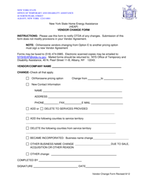 New York State HEAP Vendor Change Form