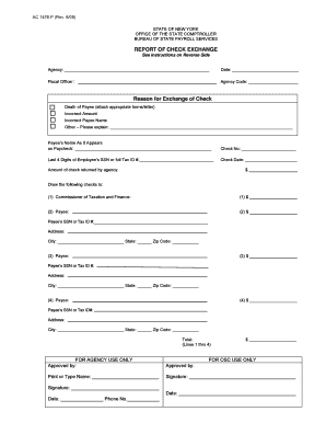 New York Check Exchange Form