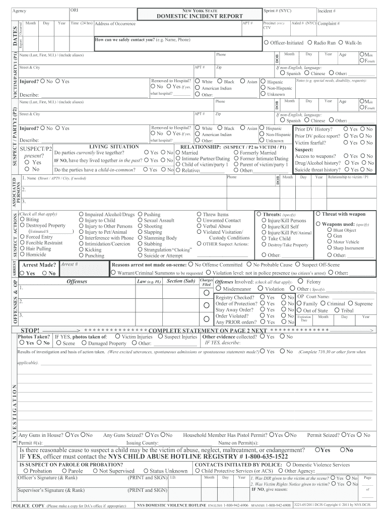 Domestic Incident Report Form - Fill Online, Printable, Fillable Pertaining To Police Incident Report Template