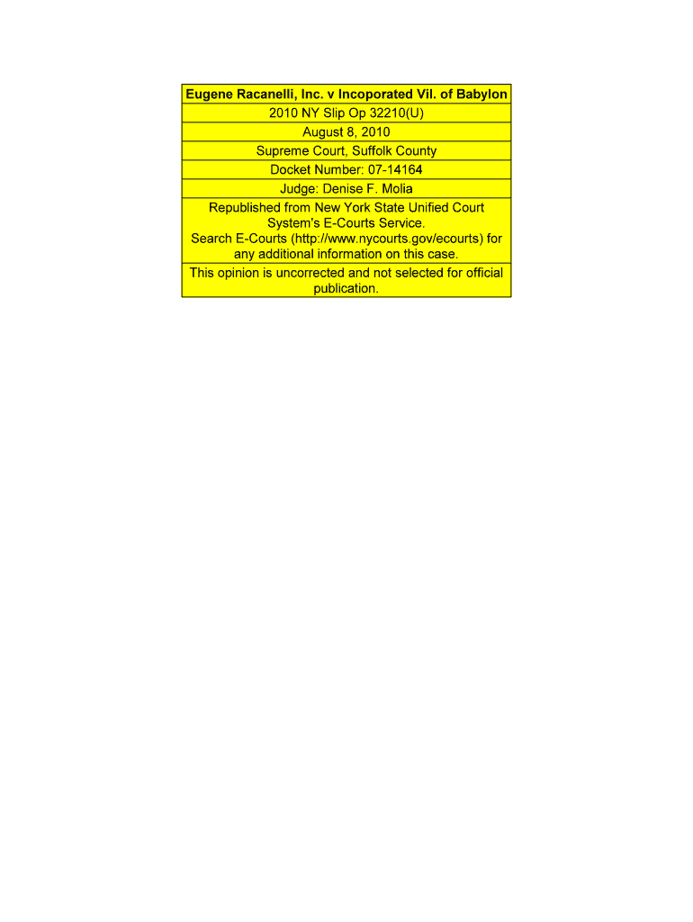 Eugene Racanelli, Inc v Incoporated Vil of Babylon - Unified Court Preview on Page 1