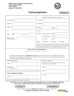 NYS Training Application Form