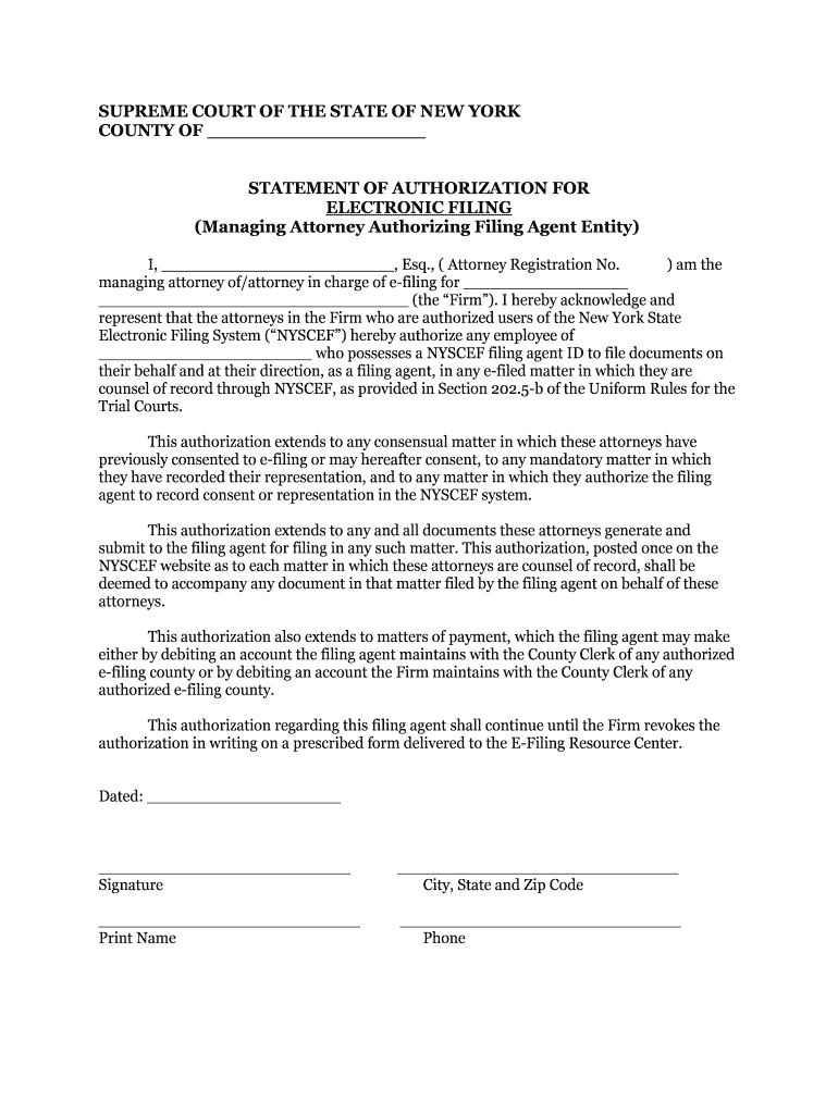 (Managing Attorney Authorizing Filing Agent Entity) Preview on Page 1