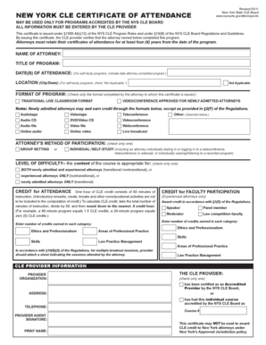 New York CLE Certificate of Attendance
