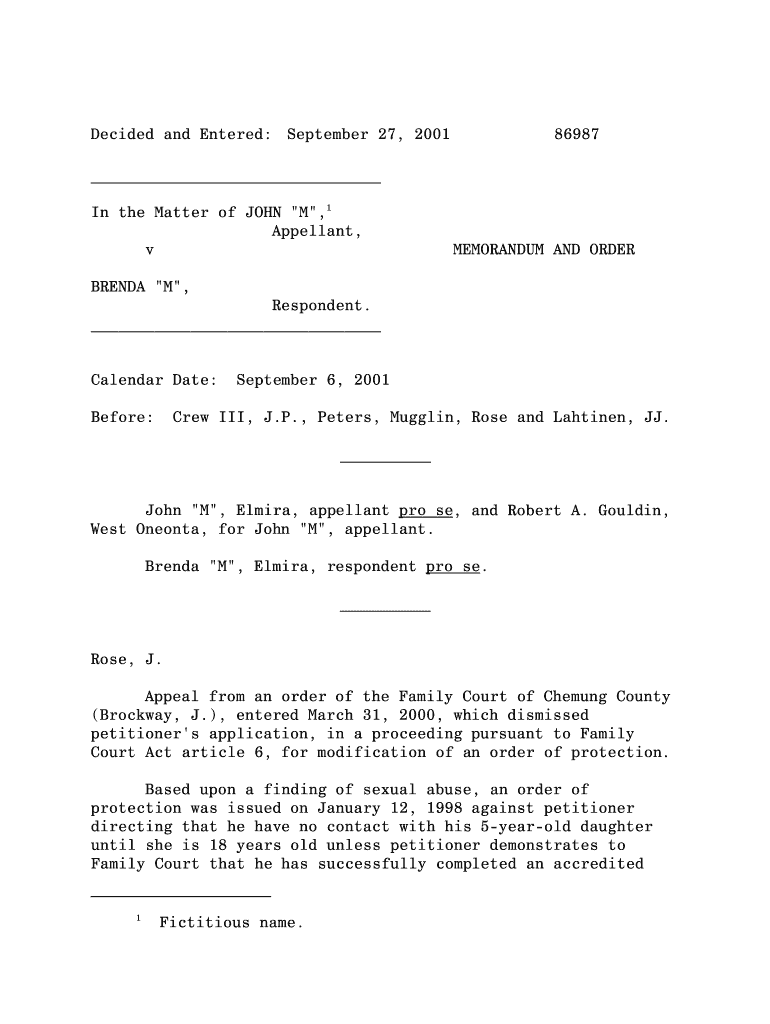 Fictitious name Decided and Entered: September 27, 2001 86987 - decisions courts state ny Preview on Page 1