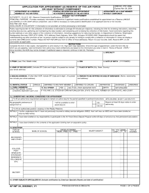 USAF Reserve Appointment Application