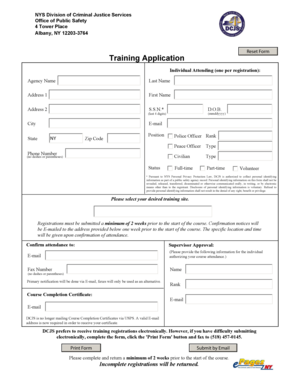 NYS Training Application Form