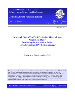 NYS COMPAS Probation Risk and Need Assessment Study. COMPAS Probation Risk and Need Recidivism Scale - criminaljustice state ny