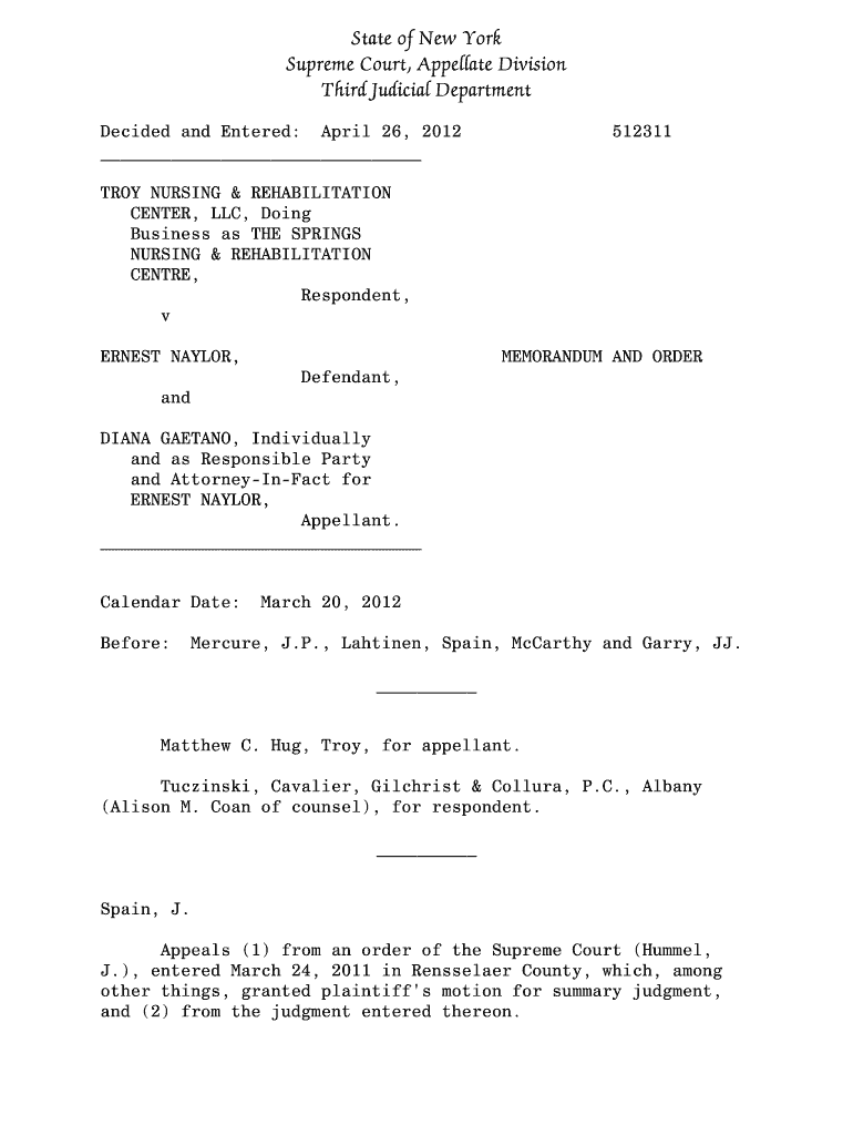 TROY NURSING and REHABILITATION - decisions courts state ny Preview on Page 1