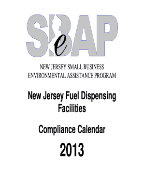 New Jersey Fuel Dispensing Facilities Compliance Calendar
