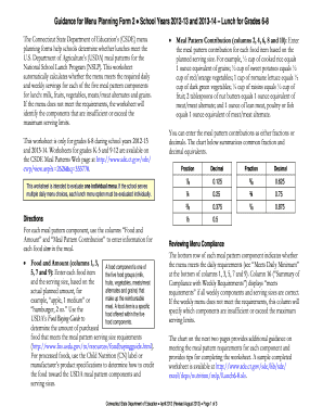 Guidance for Menu Planning Form 2 School Years 2012-13 and ... - sde ct