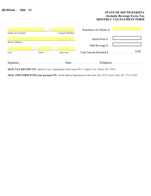 South Dakota Alcoholic Beverage Excise Tax Form