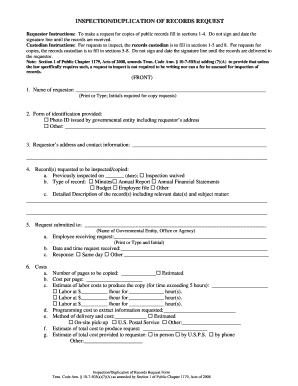 Tennessee Inspection/Duplication of Records Request Form
