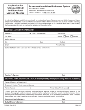 Tennessee Educational Leave of Absence Application