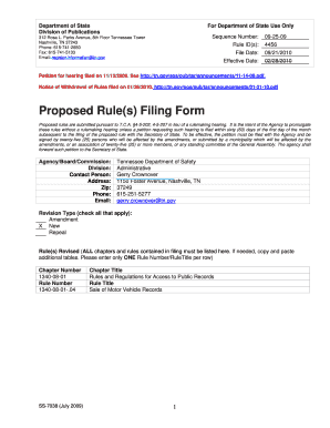 Tennessee Motor Vehicle Records Fee Form