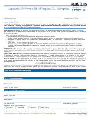 Texas Private School Property Tax Exemption Application
