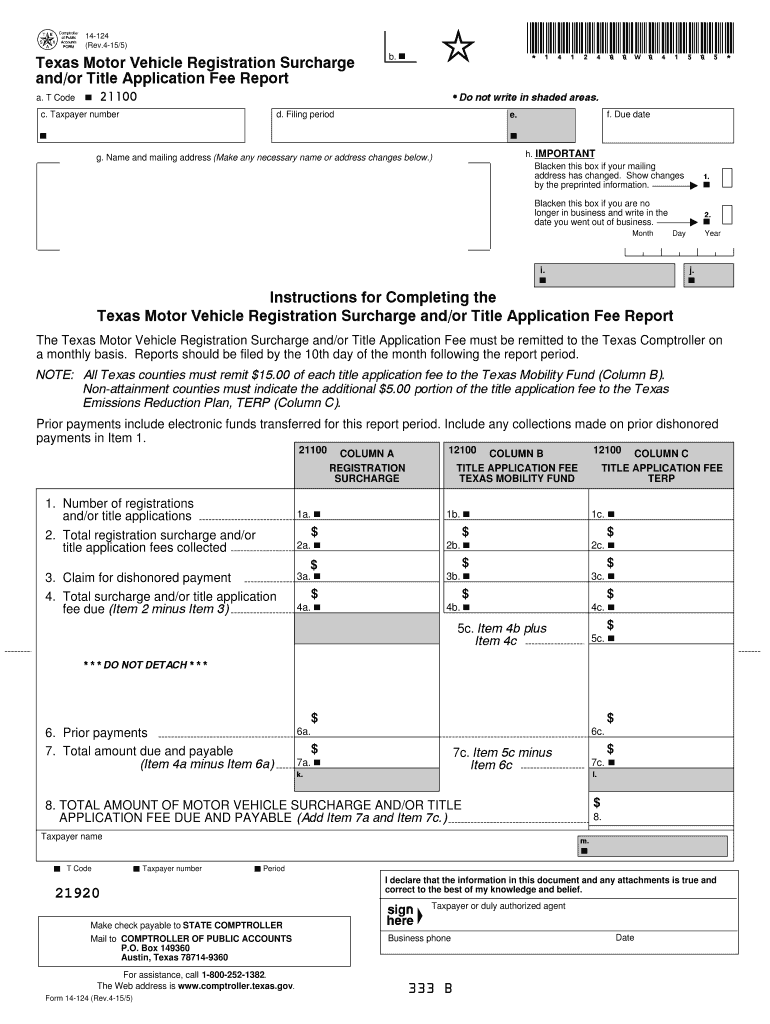 andor Title Application Fee Report Preview on Page 1
