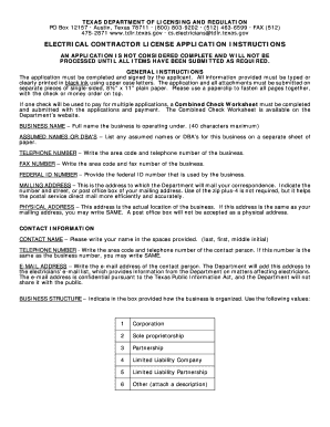 Texas Electrical Contractor License Application