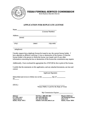 APPLICATION FOR DUPLICATE LICENSE.pdf - Texas Funeral ... - tfsc state tx