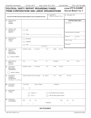 Form PTY-CORP - Texas State Ethics Commission - ethics state tx