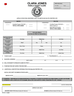 Texas Birth or Death Certificate Application