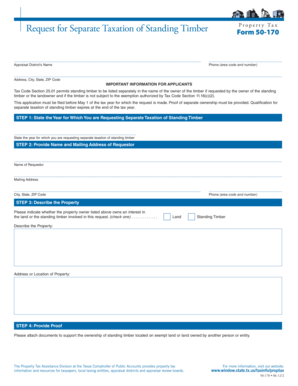 Texas Standing Timber Tax Form 50-170