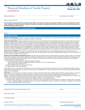 Texas Watercraft Tax Rendition Form 50-158